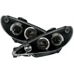 Fari anteriori Angel Eyes per Peugeot 206 - Nero