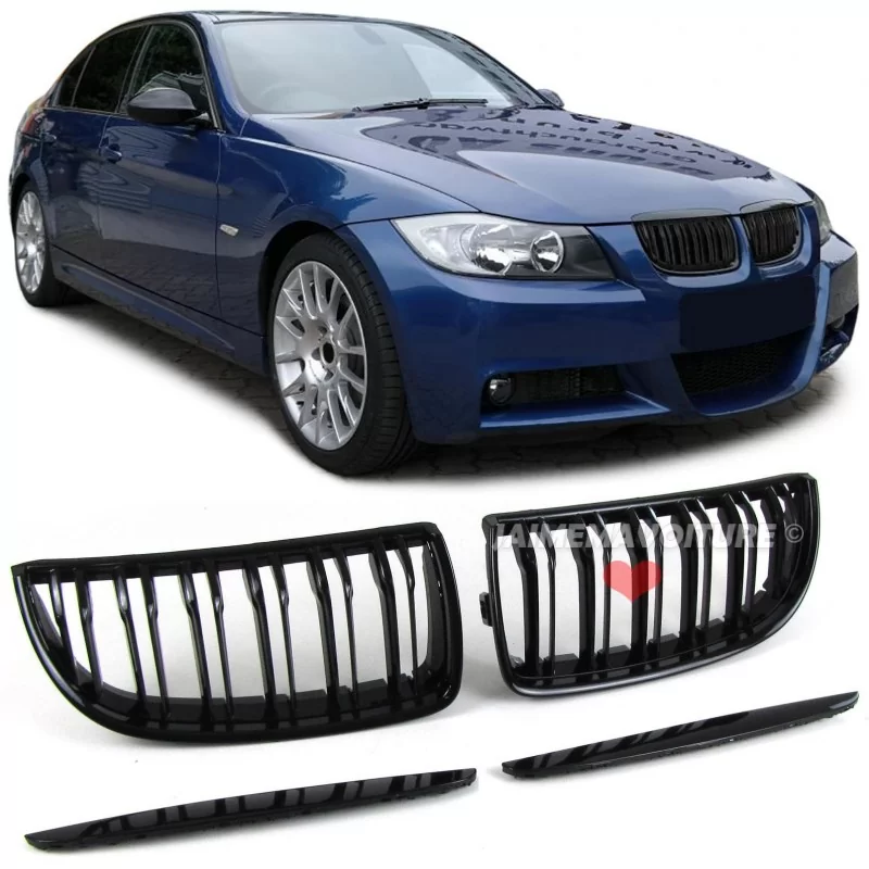 Svartlackerad M3-grill till BMW E90 E91 från 2005-2007