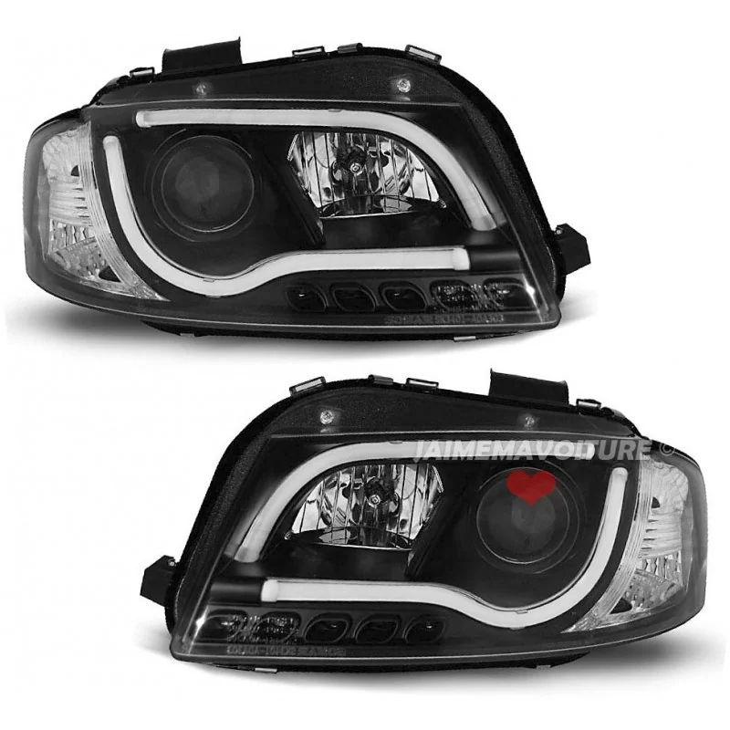 Svart Audi A3 LED-strålkastare för tuning