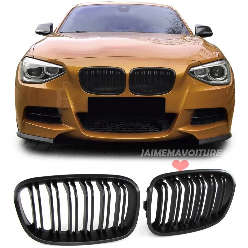 Grilles BMW série 1 2011-2015 - Double barre noire mate 