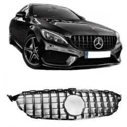 Svart grill Panamerica Mercedes C-klass W205 2014-2018 Med kamerahål