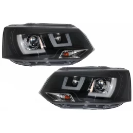 Negro U-Leds faros para VW T5 2010-2015