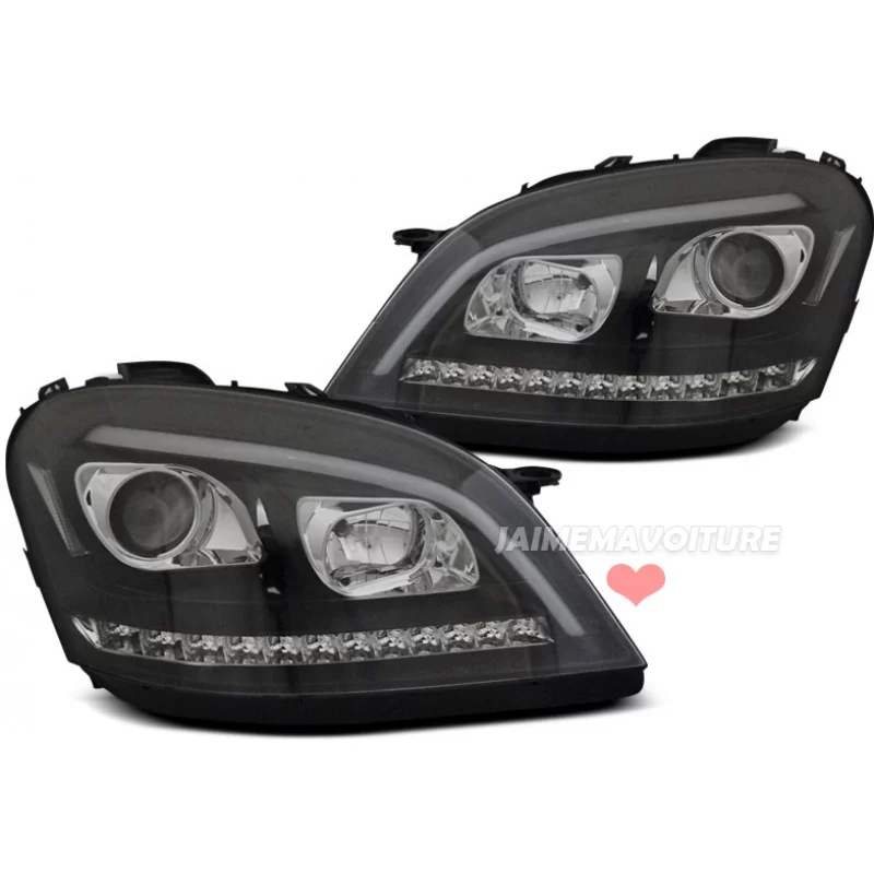 Phares avants à led tube pour Mercedes ML W164 - Noir