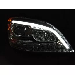 Phares avants à led tube pour Mercedes ML W164 - Chrome