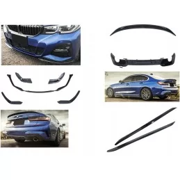 Kit diffusore + pannello rocker + spoiler + lama verniciata nera per BMW Serie 3 G20 Pack M