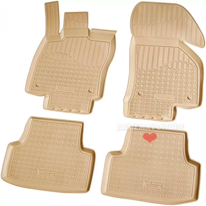 Tapis BEIGE 3D caoutchouc pour Volkswagen GOLF VII