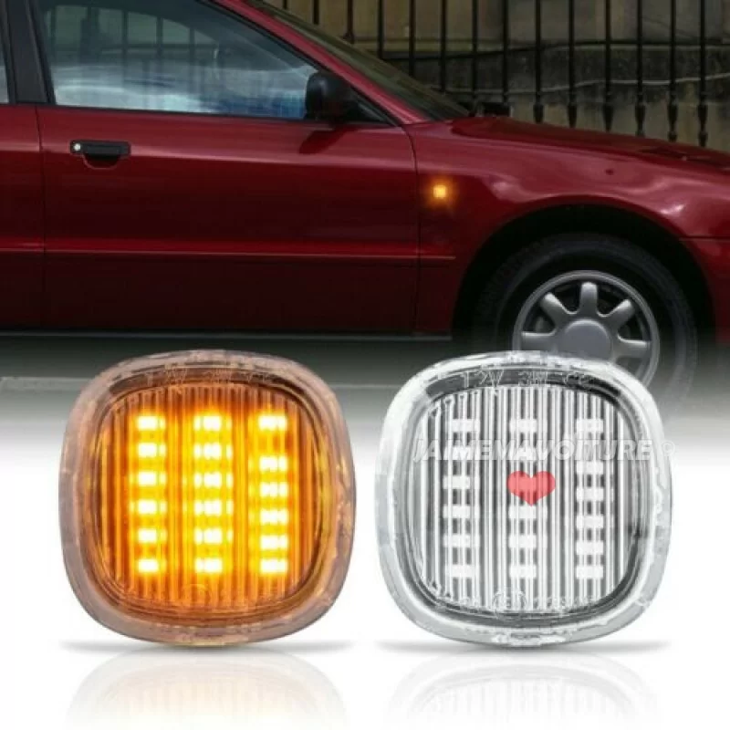 Coppia di ripetitori parafango a LED per Skoda / Audi / Seat - Bianco