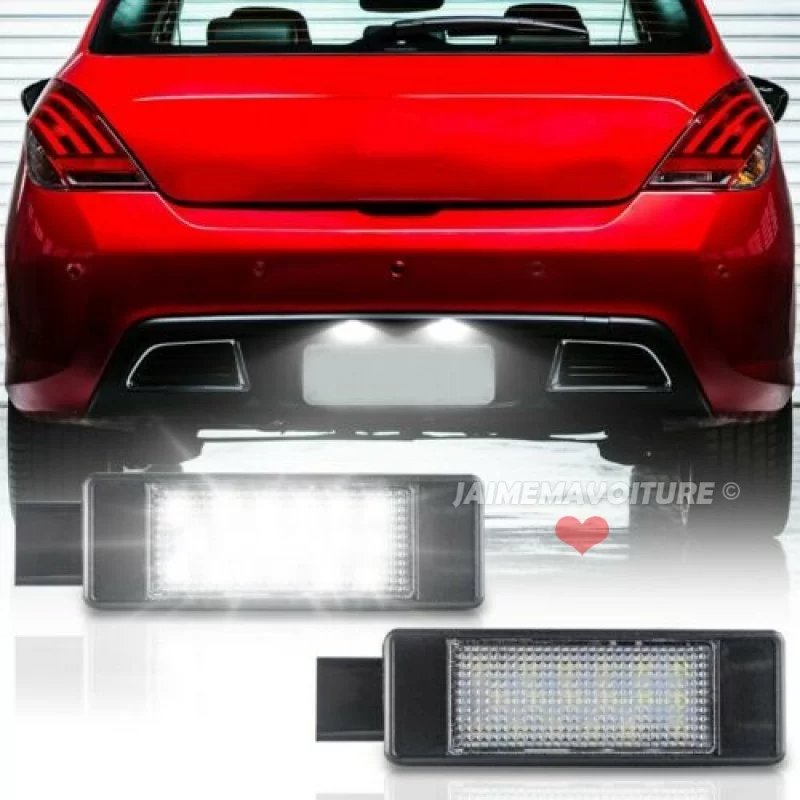 Vit LED-nummerskyltsbelysning för Peugeot 208 I / 2008 I