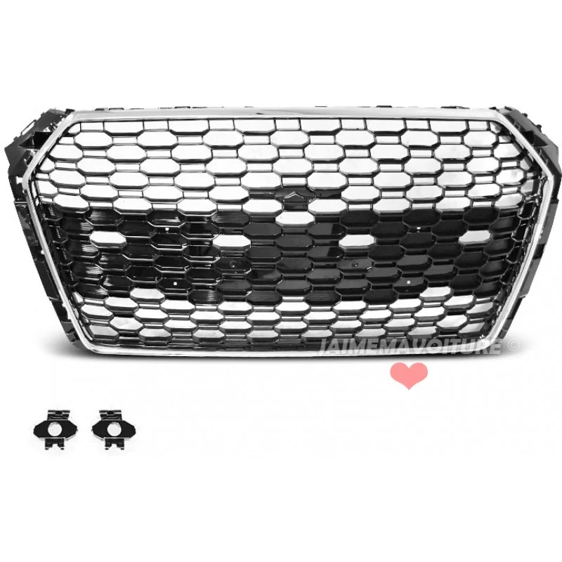 Grille for Audi A4 B9 look black chrome RS4