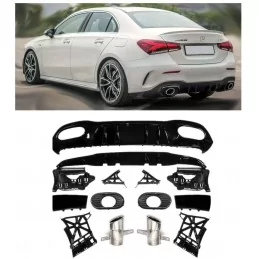 Kit diffuseur arrière embouts échappements look A35 AMG pour mercedes classe A V177 Berline