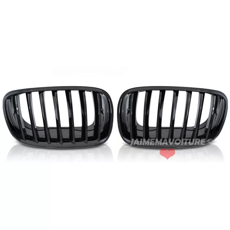 Kylargrill till BMW X5 E70 X6 E71 Svart klarlack