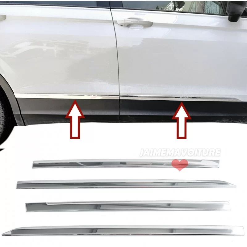 Jeu de baguettes de portes alu chrome pour VW Tiguan II