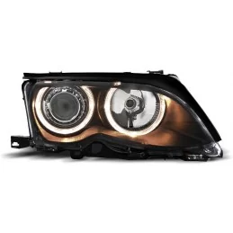 Fari anteriori Angel eyes per BMW E46 Sedan fase 2 Nero