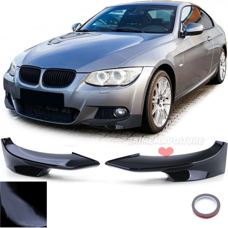 Splitter paraurti anteriore verniciato nero per BMW Serie 3 E92 E93 PACK M 2010-2013