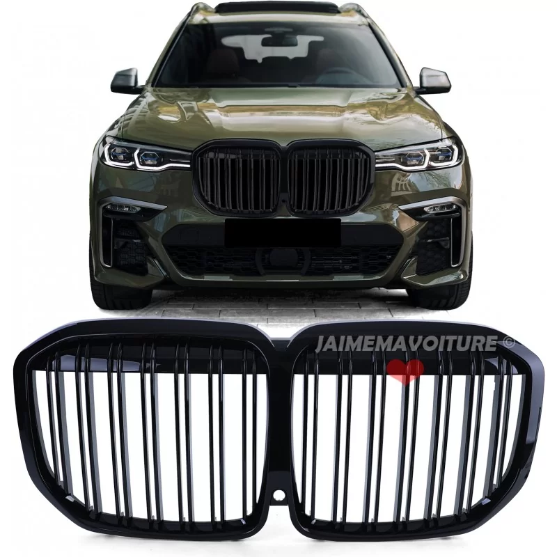 Parrilla de doble barra para BMW X7 negro barnizado look M