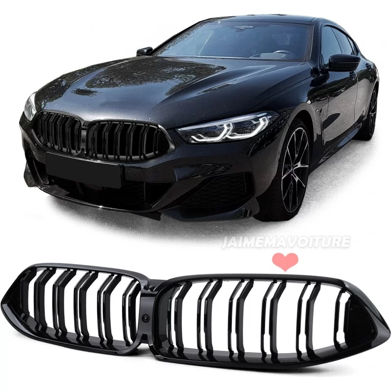 BMW 8-seriens dubbla galler i svart med M-look-lack