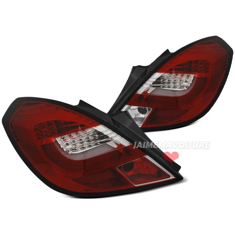 Luci posteriori a LED per Opel Corsa D 3 Porte - Rosso bianco