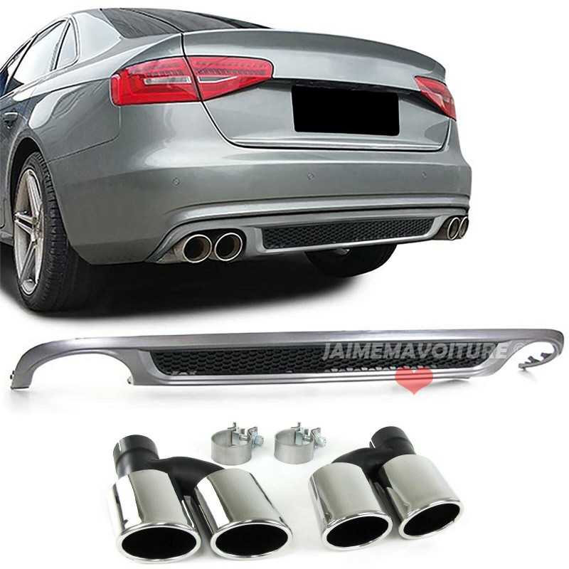 Diffusorsats till Audi A4 B8 2008-2012 look SLINE+ dubbla avgasrör