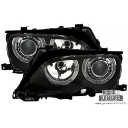 Fari anteriori Angel eyes BMW E46 Sedan fase 2 Nero