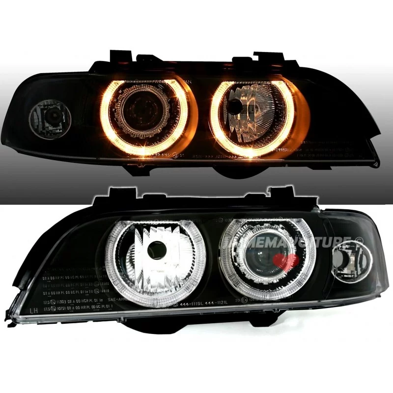 Fari anteriori angel eyes per BMW Serie 5 xeno nero 1995-2000