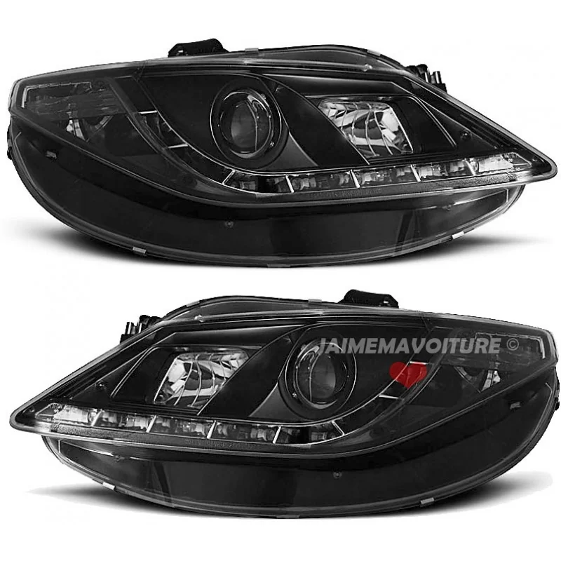 Headlights front leds Devil eyes Seat Ibiza 6J black
