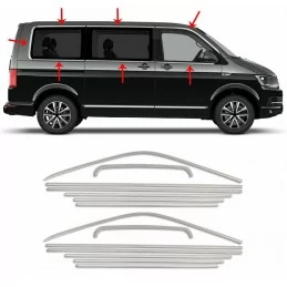 Fönsteromfattning kromad aluminium 14 st rostfritt stål (långt chassi) VW T5 TRANSPORTER
