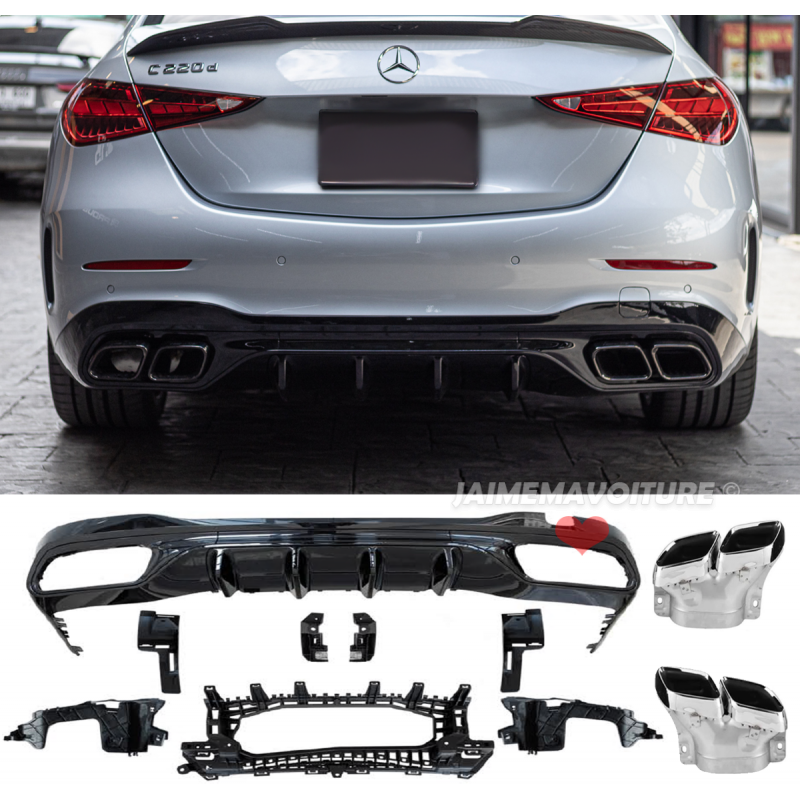 Kit parechoc arrière diffuseur pot échappement look C63 AMG pour Mercedes Classe C 2021-2024