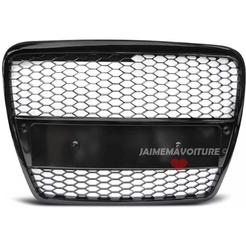 Glansig svart grill för Audi A6 look RS6 2004-2008