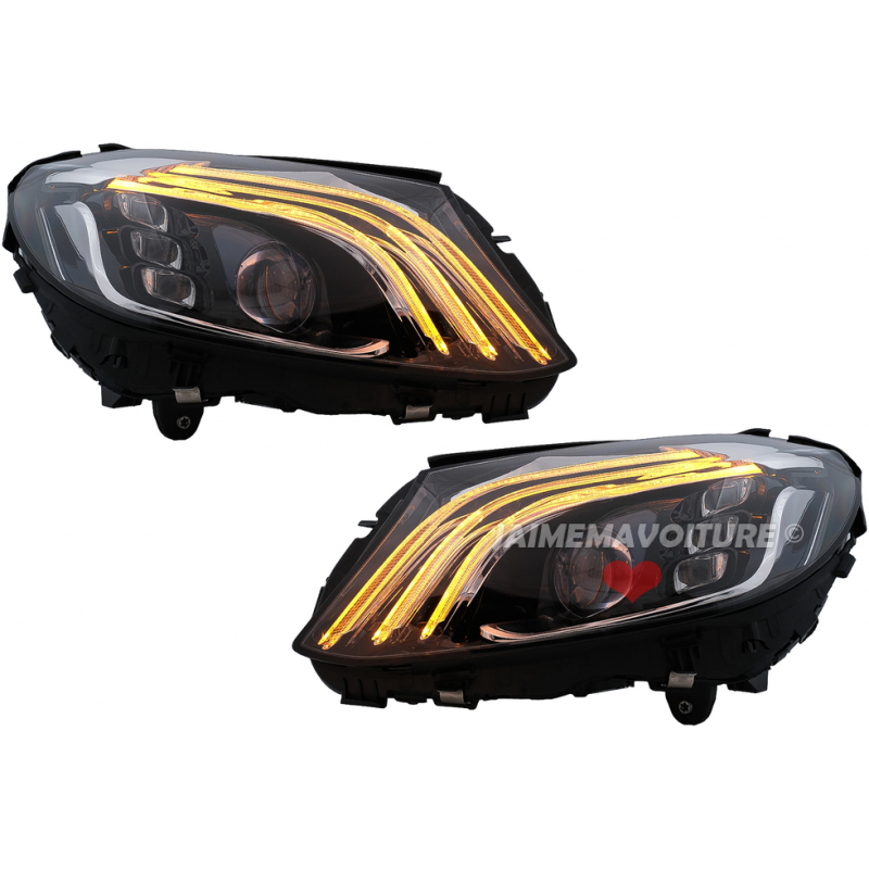 Fari anteriori FULL LED neri per Mercedes Classe C W205 2014-2021