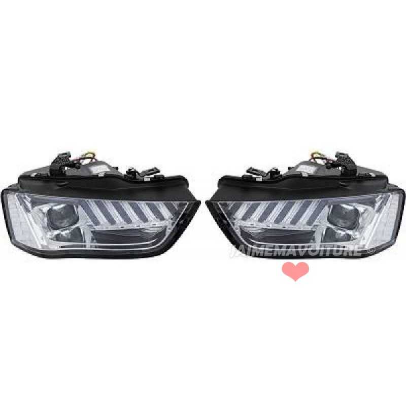 Phares avant Led pour AUDI A4 Facelift 2012-2015 - CHROME