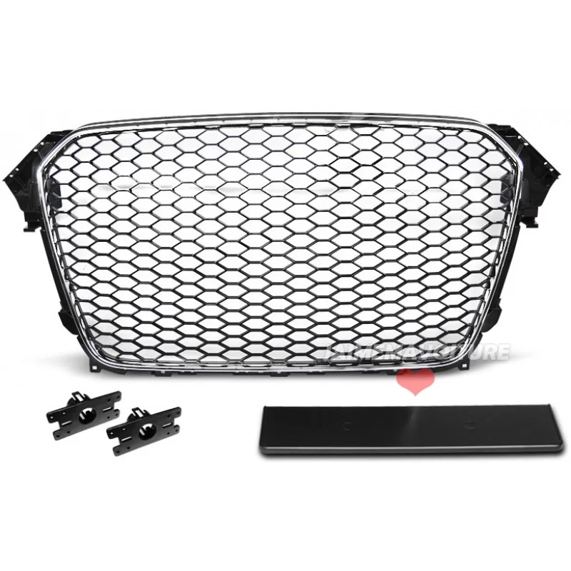 Kylargrill till Audi A4 B8 2012-2015 - Typ RS4 Svart Krom