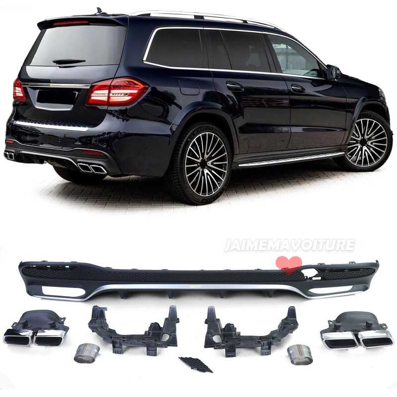 Diffuser kit with chrome end caps in GLS 63 AMG look for GLS X166 2015 - 2019