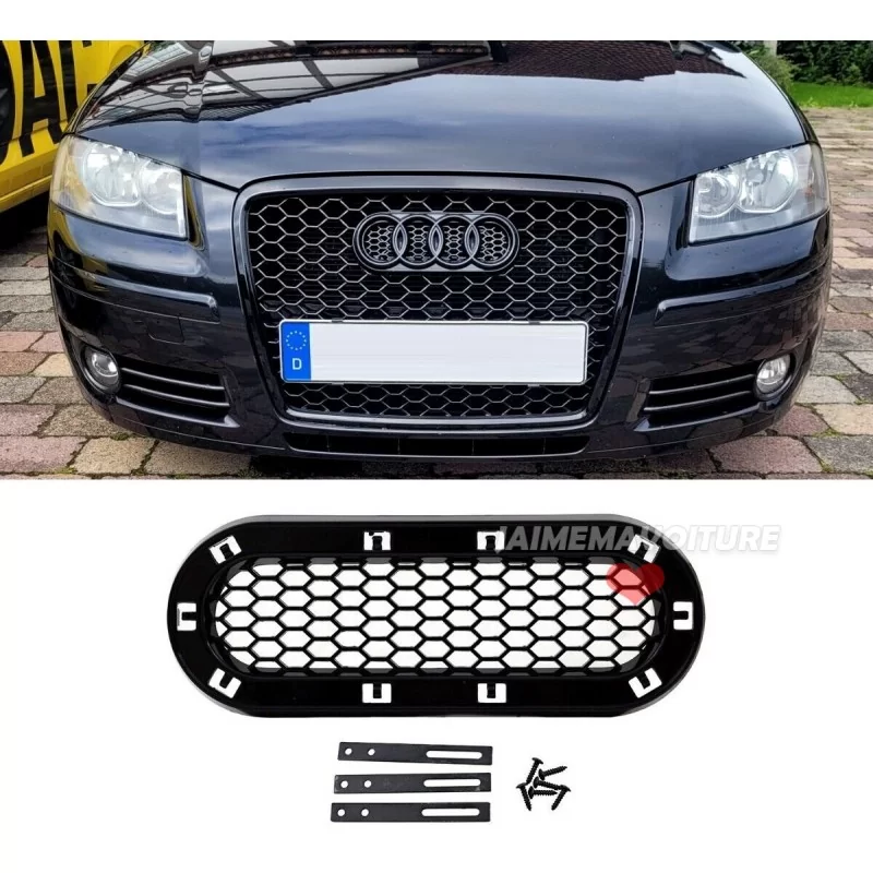 Emblem Logo Halter für Zubehör Kühlergrill Grill passend für Audi A3 Typ  8P (Modelle 2003-2012)