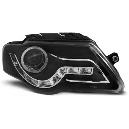 Främre strålkastare med änglaljus CCFL LED för VW Passat 3C Black