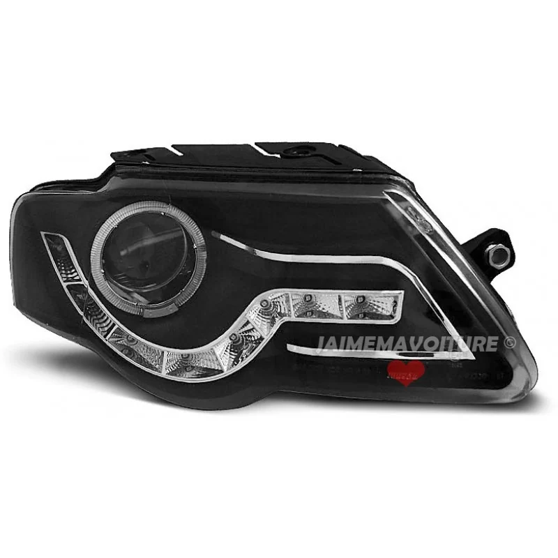 Fari anteriori angel eyes CCFL LED per VW Passat 3C Nero