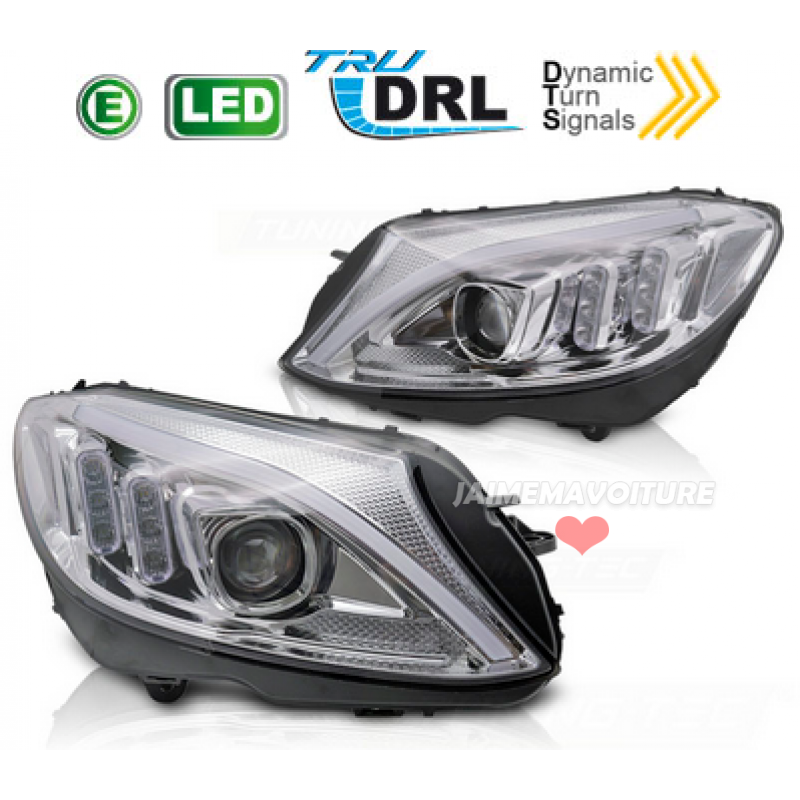 Fari LED cromati per Mercedes Classe C W205 2014 2018