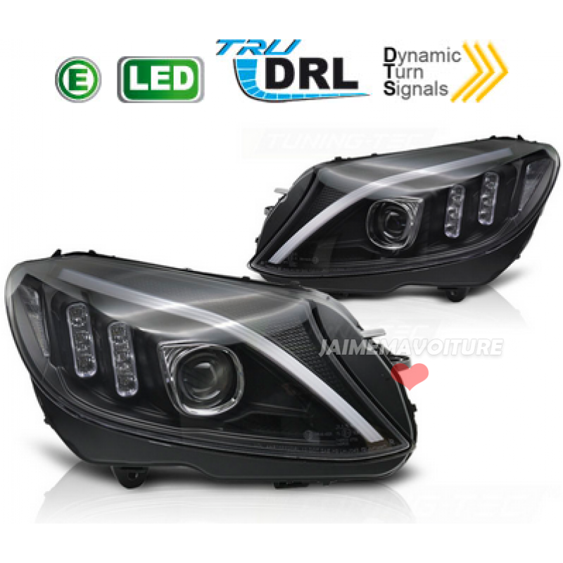 Faros LED negros para Mercedes Clase C W205 2014 2018