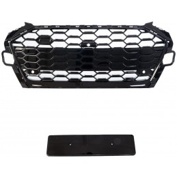 Grille look RS4 black varnished for AUDI A4 / S4 / SLINE B9 2019-2023 - Without camera