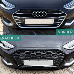 Svartmålad grill RS4-look för AUDI A4 / S4 / SLINE B9 2019-2023 - Med kamera