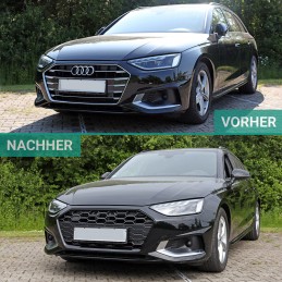 Griglia RS4 verniciata nera per AUDI A4 / S4 / SLINE B9 2019-2023 - Con telecamera