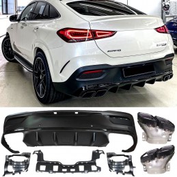 Diffuseur arrière style 63 AMG pour GLE coupé C167 - Pots carrés noirs