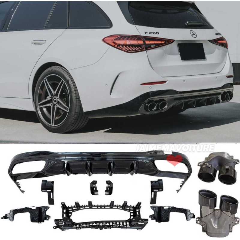 C43 AMG Look Diffusor-Kit (runder Auspuff) für Mercedes C-Klasse W206 S206 - CHROM