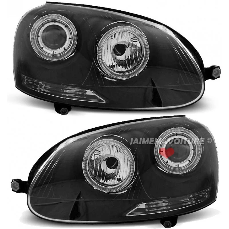 Black Angel Eyes Golf 5 front headlights