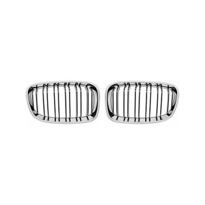 Grilles pour BMW série 1 2011-2015 - Double barre chrome