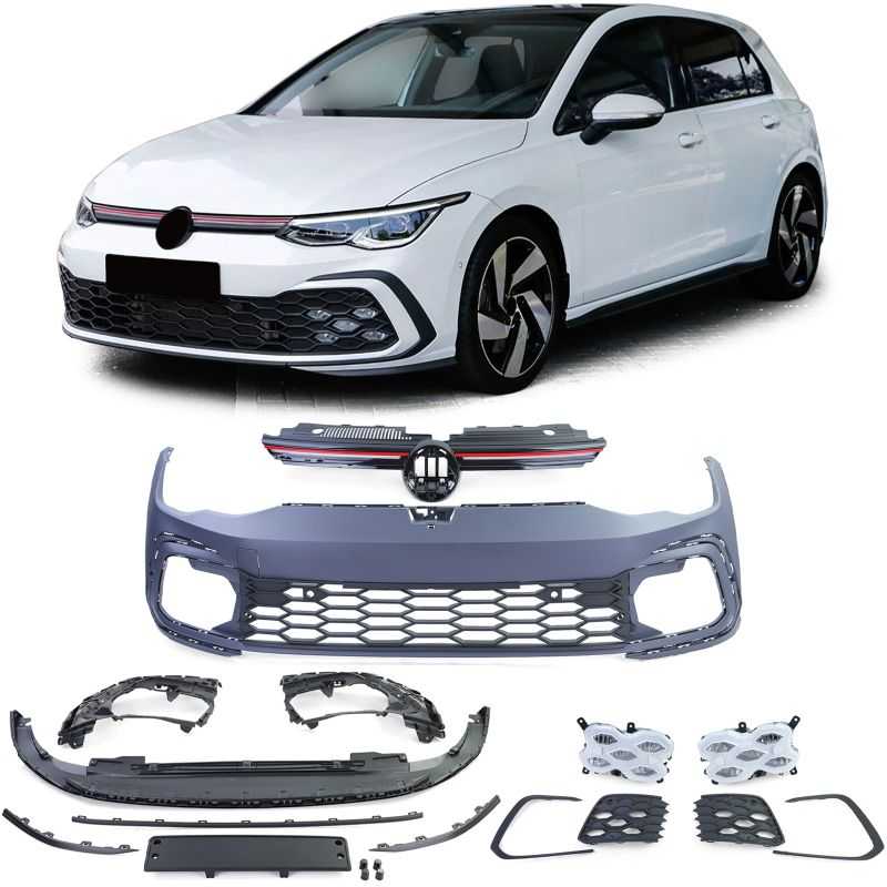 GTI look bumper for VW Golf 8 - With grille + led