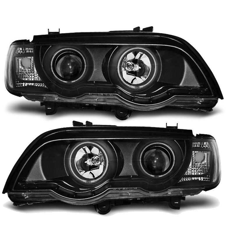 Phares xenon angel eyes CCFL anneaux blancs pour BMW X5 1999-2003