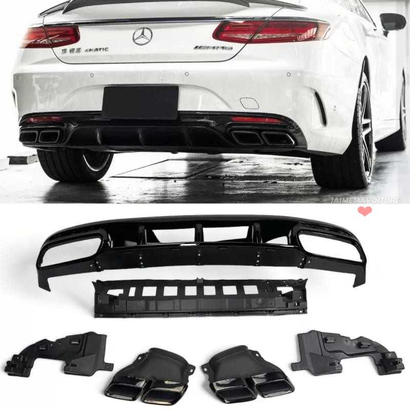 Kit difusor de diseño S63 AMG para Mercedes Clase S Coupé Cabriolet C217 A217 Tapas finales negras