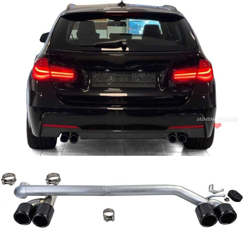 Duplex tailpipes for BMW 3 Series F30 F31 Black