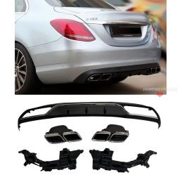 C63 AMG diffuser voor Mercedes C-Klasse 2014-2021 niet-AMG model - CHROME