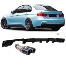 Kit Diffusor und Doppelauspuffendrohre für BMW 3er 2011-2019 - Schwarz